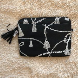 Chico's Navy Blue Tassel Print Clutch